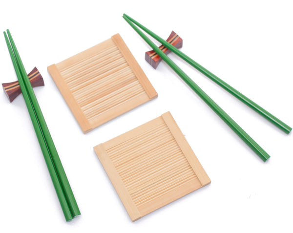sconto Set Sushi Vassoi e 2 Paia di Bacchette 27xH9 cm in Bambù Multicolor