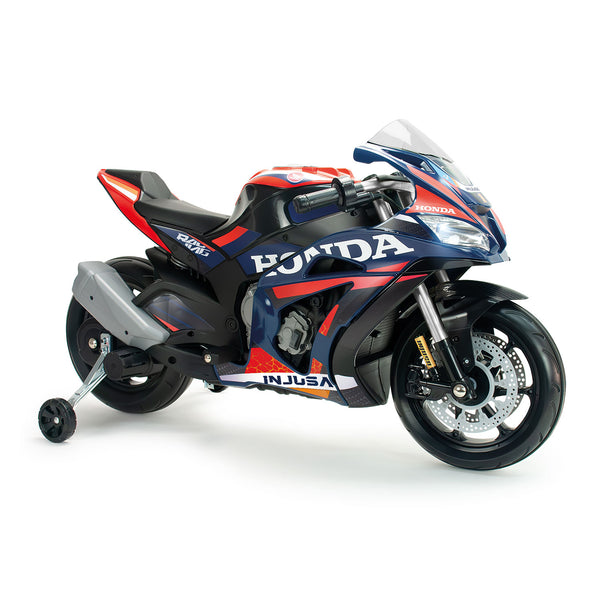 Moto Elettrica per Bambini 12V Honda Competición con Luci Suoni e Ruote Stabilizzatrici Blu online