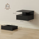 Set di 2 Comodini Sospesi 35x32x22,5 cm con Cassetto e Mensola Aperta Rivestimento in Melamina Nero      