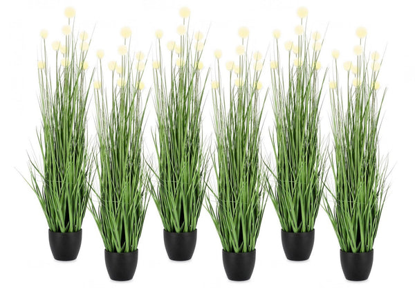 sconto Set 6 Piante Artificiali con Vaso Ø 45x110 cm Eriophorum in Plastica Bianco