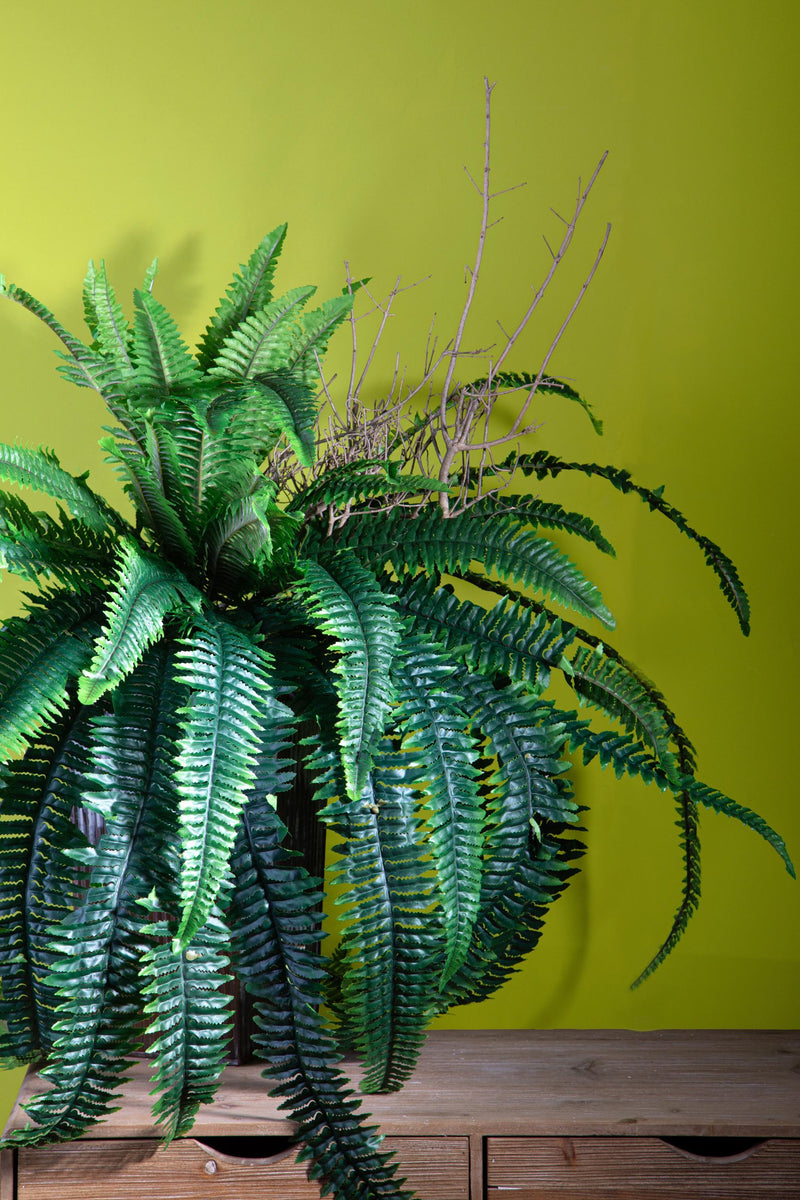 Felce Artificiale a Foglia Lunga Composta da 42 Foglie Altezza 120 cm. Verde