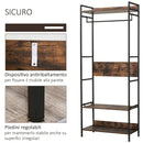 Appendiabiti Scarpiera per Ingresso 80x40x200 cm con Mensole in Metallo e Legno Marrone