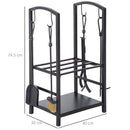 Portalegna Legnaia in Ferro 40x30x74 cm Max 100Kg con Attrezzi  Nero
