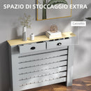 Copritermosifone a Doghe Copricalorifero a Griglia con 2 Cassetti 111x19x95,5 cm in MDF Grigio      