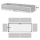 Letto per Orto Rialzato con Fondo Aperto 241x90,5x30 cm in Metallo Argento   