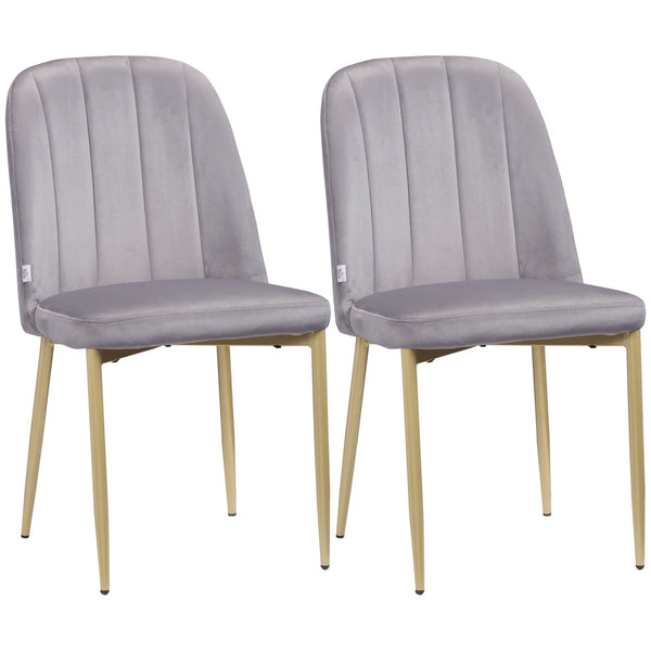 Set 2 Sedie Imbottite 48x59x89 cm in Velluto e Acciaio Grigio e Oro prezzo