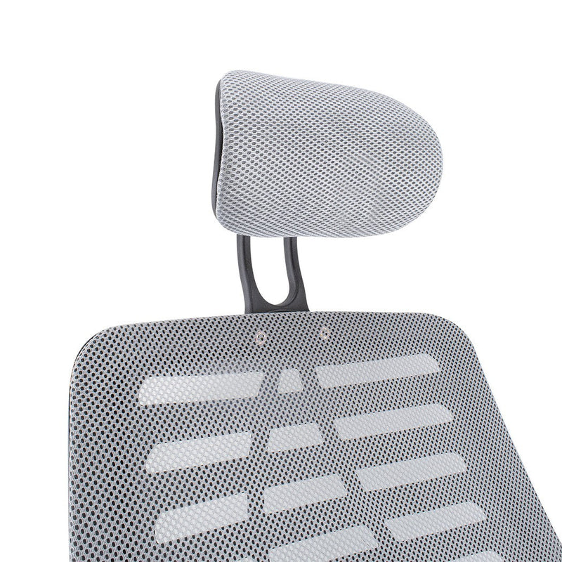 Sedia Poltrona Direzionale da Ufficio con Poggiatesta e Braccioli Grigio