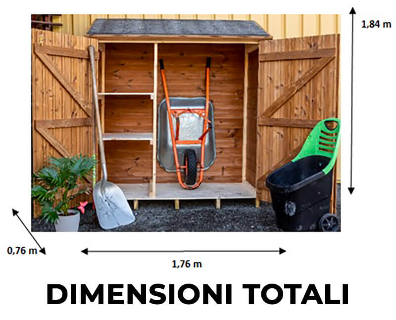 Casetta Box da Giardino 1,63x0,66 m con Pavimento in Legno di Abete 19mm Theora