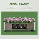 Fioriera Rettangolare 96x30,6x30 cm con Ruote e Freno in Legno di Abete Grigio  