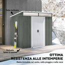 Casetta Box da Giardino 195x122x181,5 cm con Porte Scorrevoli e Pavimentazione in Acciaio Grigio Chiaro      