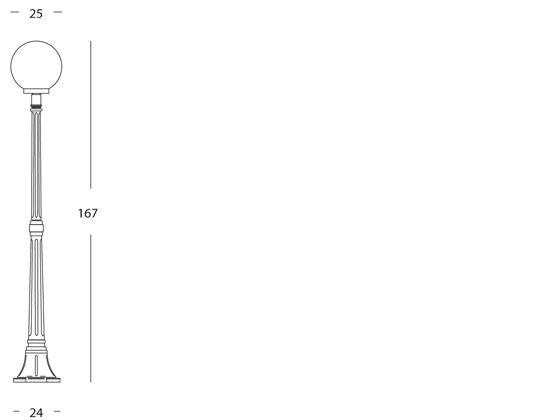 Lampada Palo Medio per Giardino Colore Nero Diametro 25Cm per Esterno Linea Sfera Livos