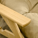 Sedia Pieghevole con Braccioli e Cuscino 71x89x96 cm in Legno di Faggio e Tessuto Marrone 