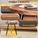 Tavolino da Salotto Ø40x39 cm con Bordo Rialzato e 3 Gambe in Legno e Acciaio Nero e color Legno  
