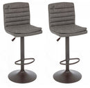 Set 2 Sgabelli Regolabili 41x50x94,5-115,5 cm Connor in Ecopelle Grigio Scuro Vintage