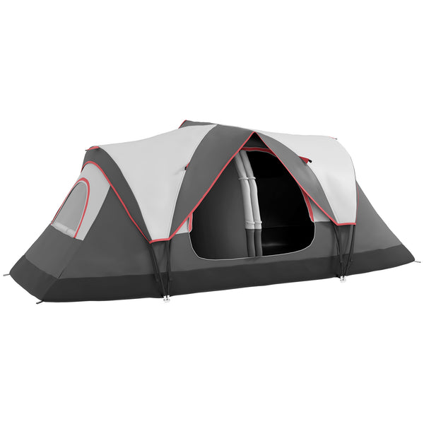 sconto Tenda da Campeggio 450x215x180 cm 6 Posti con 2 Stanze Separate Grigio