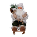 Pupazzo Babbo Natale in Tessuto su slitta verde bianco cm 33x12xh30