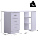 Scrivania da Ufficio con 3 Cassetti e Ripiani in Legno Bianco 120x49x72 cm 