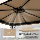 Tetto per Gazebo 300x300 cm a 2 Livelli con 8 Fori di Drenaggio in Poliestere Cachi      