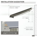 Tenda da Sole da Esterno 250x200 cm Avvolgibile Manualmente in Alluminio e Poliestere Grigio e Bianco  