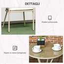 Set Tavolino con Piano in Vetro e 2 Poltrone da Giardino in Rattan PE Acciaio e Poliestere Cachi