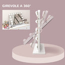 Specchio da Tavolo in Vetro con 14 Luci LED Regolabili e Ricarica USB 62,5x14x49,5 cm  per Trucco Make up Bianco  