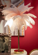 Lampada da Tavolo Palm Rosa Ø40x55 cm in Ferro e Plastica Rosa e Oro      