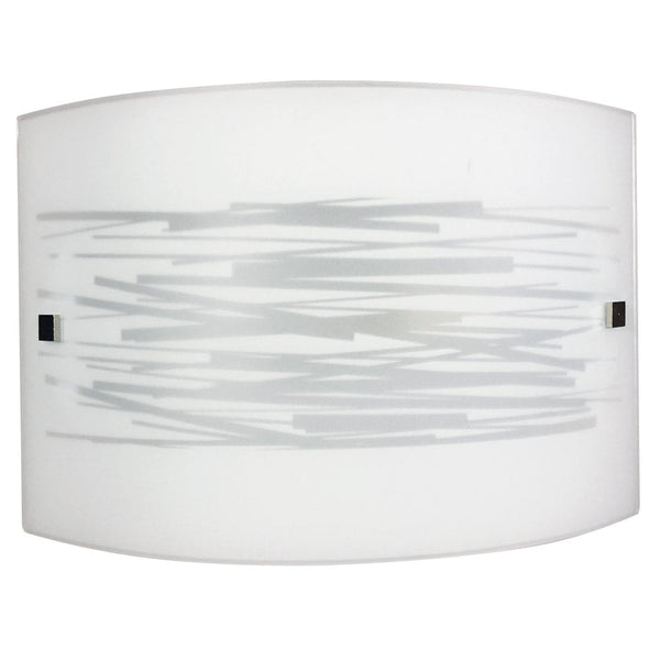 sconto Applique 1xE27 Finali Cromo Vetro Lastra Bianco Decorato Righe E-Energy Manuela