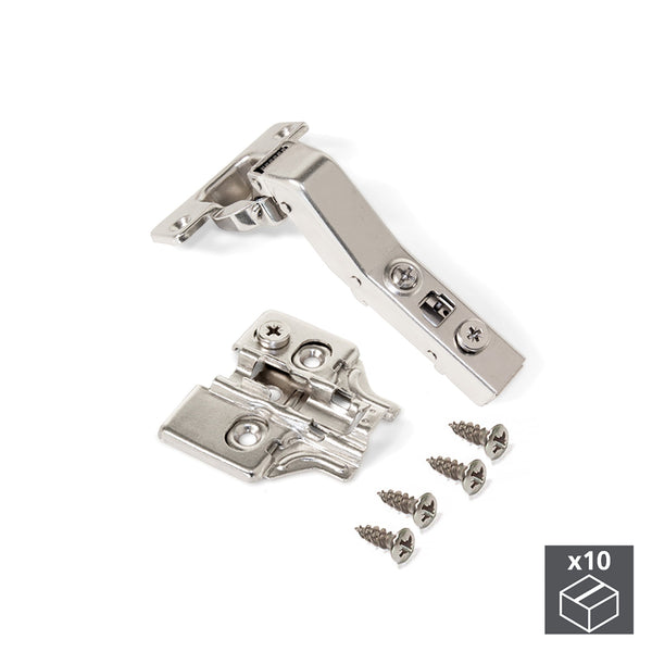 acquista Cerniera a Scodellino 35 mm Braccio Angolare 45º Chiusura Ammortizzata con Basetta 10 Pezzi Emuca