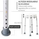Sgabello per doccia bagno altezza regolabile antiscivolo bianco 