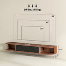 Mobile Porta TV fino 50" Sospeso 120x24x16 cm con Cassetto 2 Ripiani Aperti e Foro Passacavi Noce      