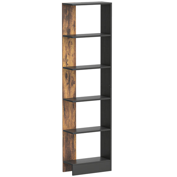 Libreria Moderna Salvaspazio 45x21x170 cm a 5 Ripiani in Legno Marrone e Nero online