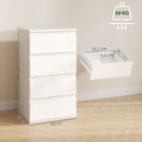 Cassettiera 40x35x74 cm 4 cassetti Salvaspazio in Legno Bianco Lucido      