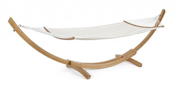 sconto Amaca da Giardino 383x89x120h cm con Supporto di Legno in Tessuto Bianco