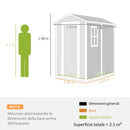 Casetta Box da Giardino 130x180 cm con Pavimento Porta con Blocco e Finestra in Resina Grigio  