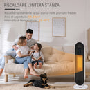 Stufa Elettrica Oscillante 21x21x63.5 cm con Telecomando Timer e 2 Modalità in PP PA e Metallo Bianco e Nero      