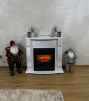 Camino Elettrico da Pavimento 88,3x95x30 cm Effetto Fiamma 2000W Clasic & Cristina Bianco