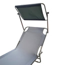 Lettino Prendisole Pieghevole con Schienale Regolabile e Parasole Grigio