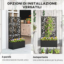 Fioriera con Spallier 61x23x113 cma per Rampicanti Montaggio a Parete o a Terra in Acciaio Nero      