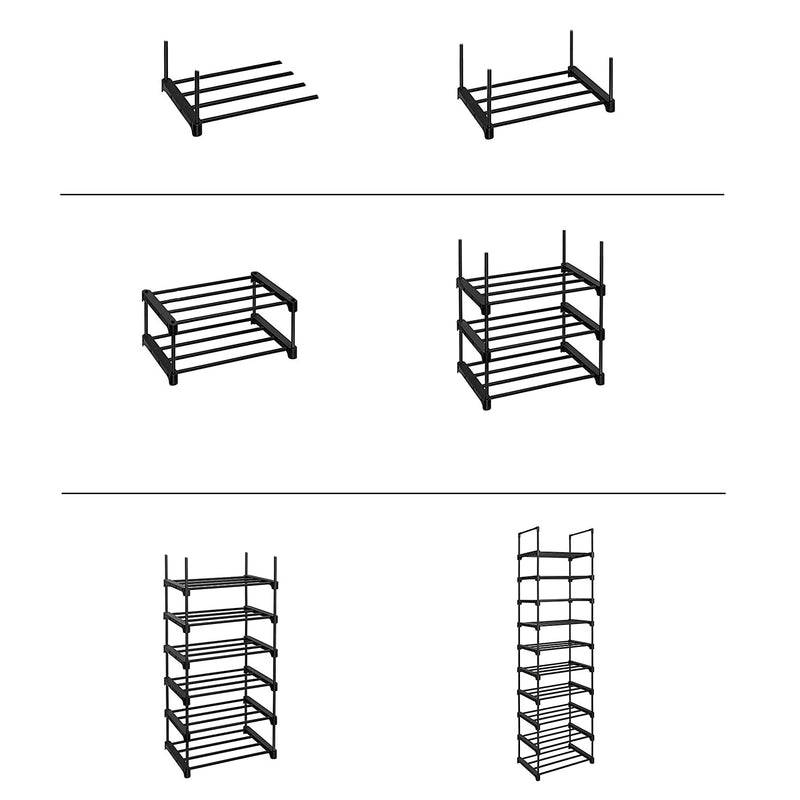 Scarpiera 10 Ripiani Modulabili 45x30x174 cm in Metallo Nera