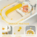 Vaschetta Bagnetto per Neonati Pieghevole 80,5x55x20 cm con Cuscino e Bacinella Lavabo Giallo  
