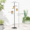 Lampada Solare da Esterno in stile Boho 45x45x178 cm in Rattan PE e Acciaio Nero e Giallo  