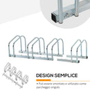 Rastrelliera Porta Biciclette 4 Posti 110x33x27 cm in Acciaio Argento