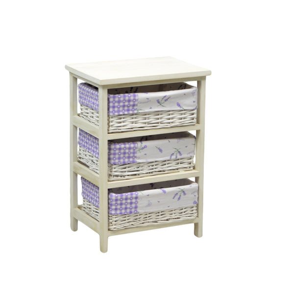 acquista Cassettiera in Vimini 3 Cassetti 40x29H58cm Lavanda