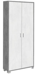 Armadio Multiuso 2 Ante 83x190x29 cm Cemento/Ossido Bianco