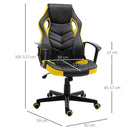 Sedia da Gaming Girevole Reclinabile in Similpelle  Nera e Gialla