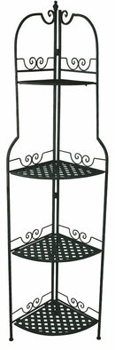 Portapiante Angolare 4 Ripiani 49x32x165 cm in Ferro Battuto Soriani Nero