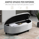 Panca Contenitore Fondoletto a Semicerchio 120x46x42 cm in Velluto e Legno Grigio Chiaro  