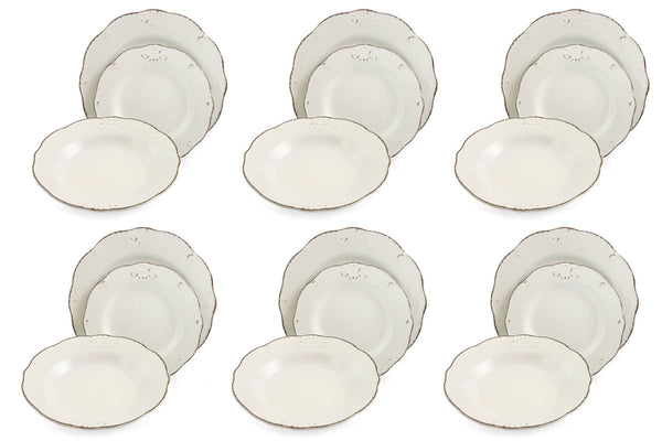 acquista Servizio Piatti 18 Pezzi in Gres Villa d'Este Duchessa Bianco