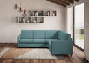 Divano Angolare 5 Posti 221x221x85 cm Karay in Tessuto Petrolio