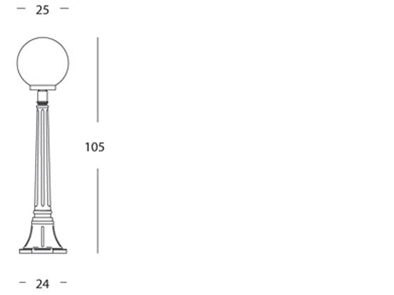 Lampada Palo Piccolo per Giardino Colore Nero Diametro 25Cm per Esterno Linea Sfera Livos